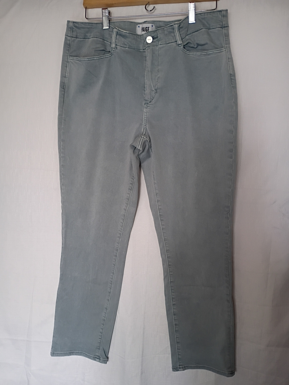 Paige Women's Brigitte  Light Green Slim Straight Jeans Size 31